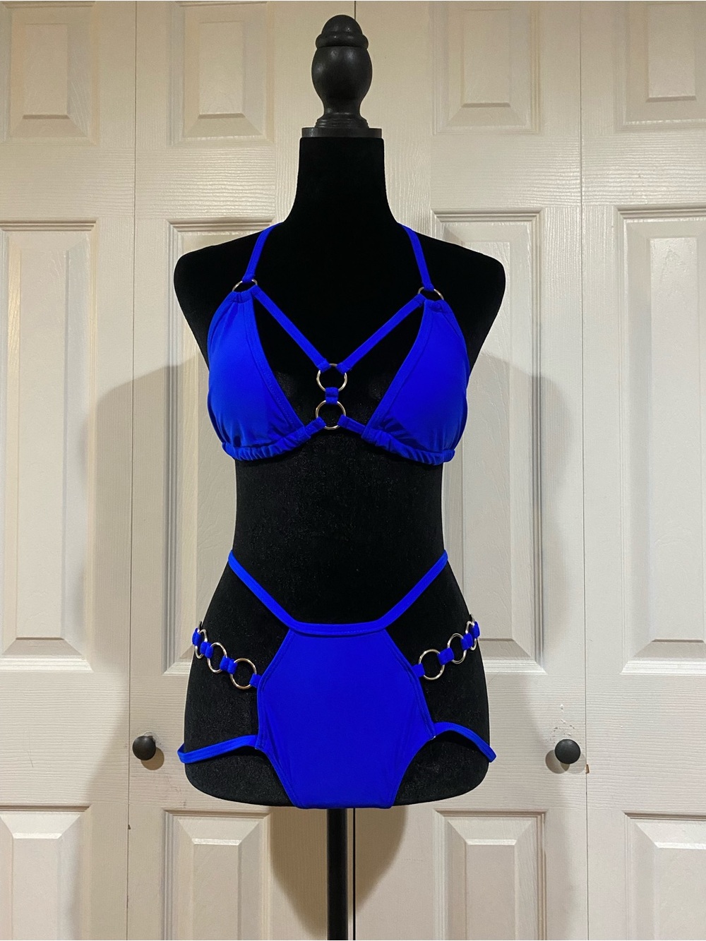 Royal Blue Cutout Halter Neck O-Ring Two-Piece Bikini Set